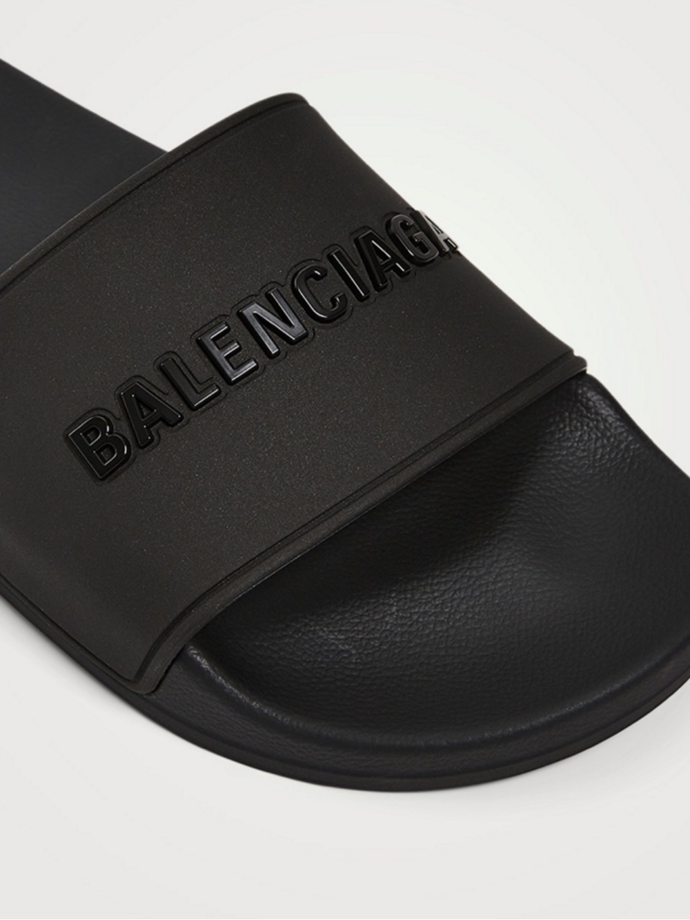 Balenciaga Black Embossed Logo Slide Sandals